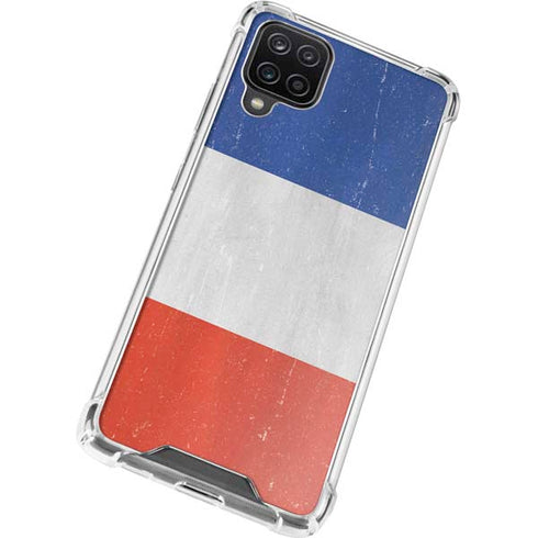 French Flag Distressed Galaxy A12 Clear Case